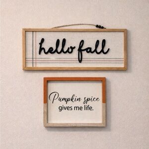 Set of 2 wooden Fall signs
